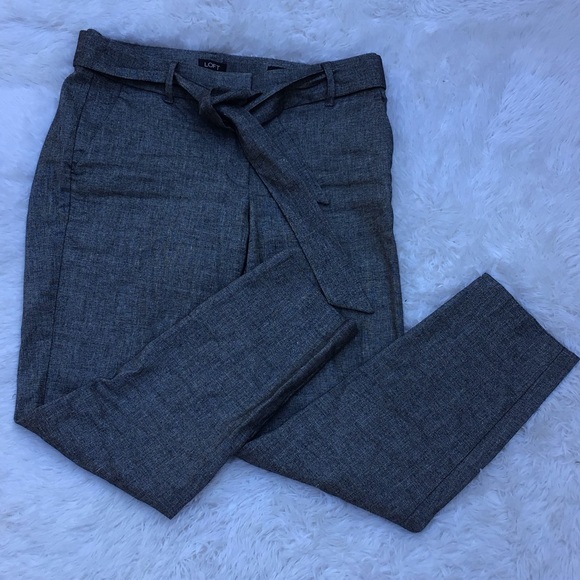 LOFT Woman’s Gray Trousers Size 6 Belt Pockets Office Business - Picture 1 of 9